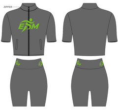Grey/ Lime Green Zippered Crop Short Set