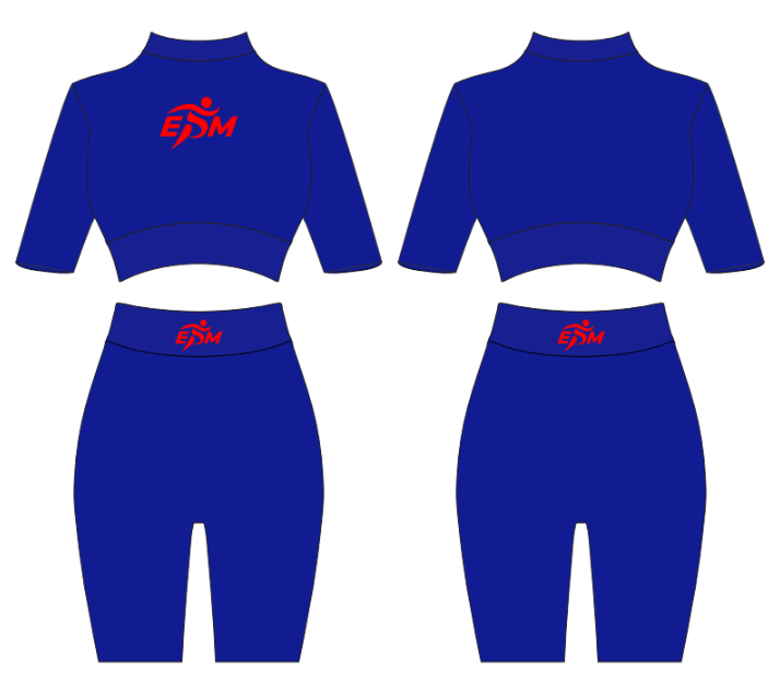 Royal Blue/ Red Crop Short Set