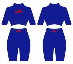 Royal Blue/ Red Crop Short Set