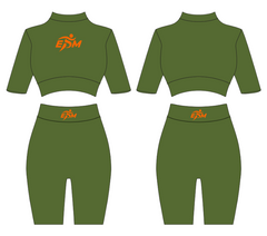 Olive Green/ Orange Crop Short Set