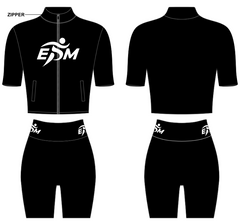 Black/White Zippered Crop Short Set